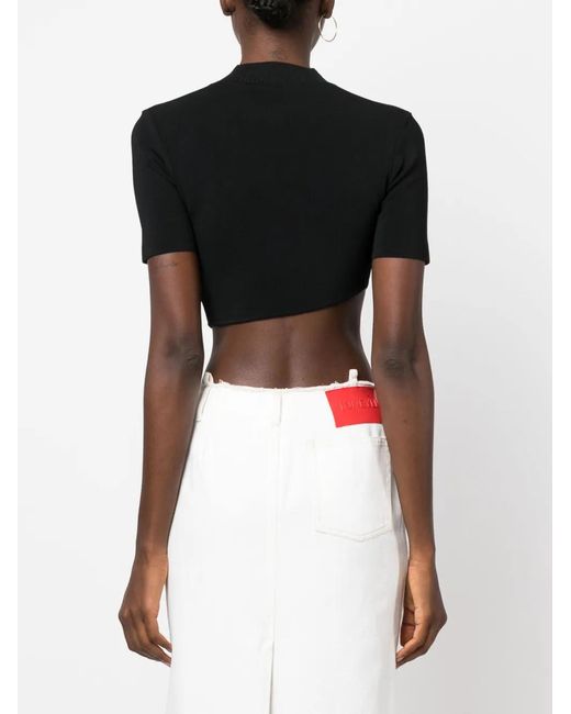 Christopher Esber Black Ribbed Crop Top