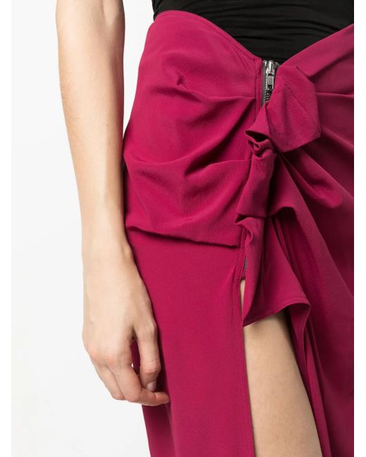 Rick Owens Red Long Skirt With Ruffles