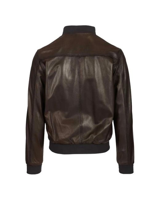 Al Duca D'aosta Black Reversible Leather Jacket for men