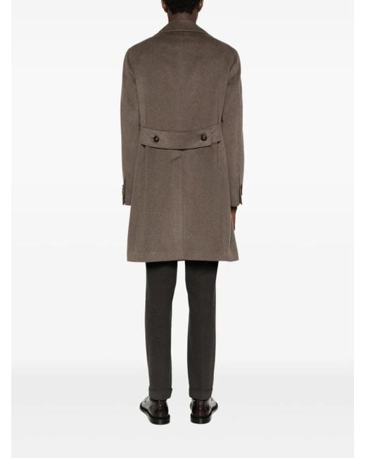 Tagliatore Brown Cashmere Double-Breasted Coat for men