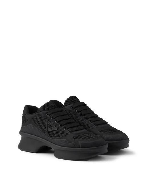 Prada Black Logo Plaque Sneakers