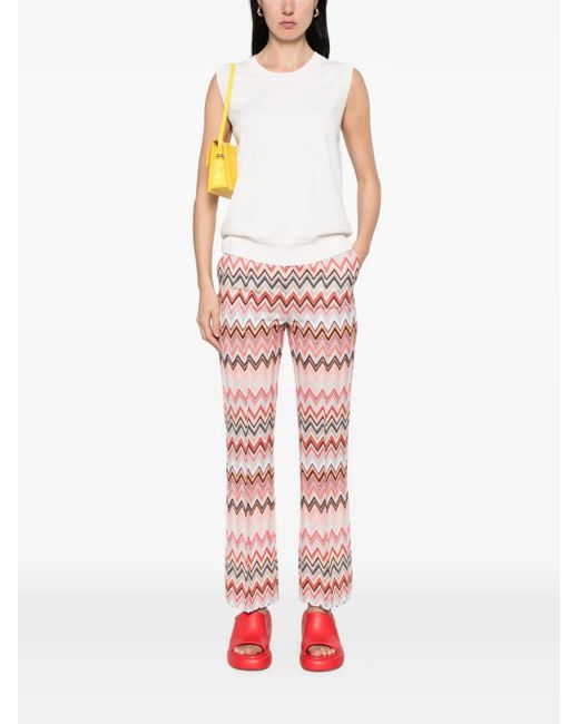 Missoni Flared Zigzag Pattern Trousers With Soft Texture