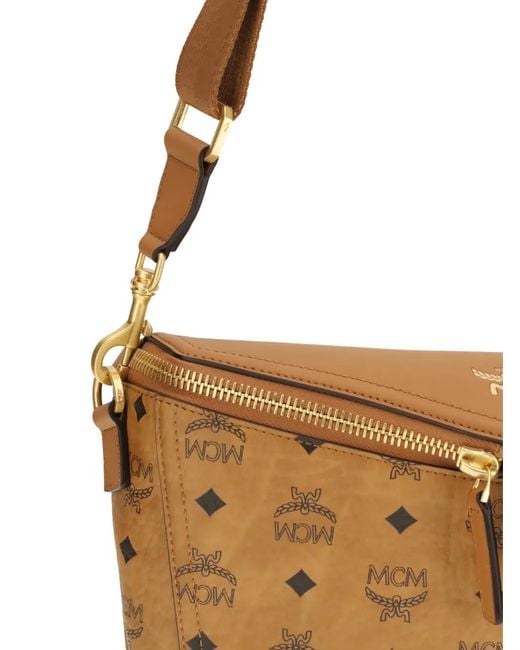 MCM Brown Small Diamant 3D Logo-Patterned Messenger Bag for men