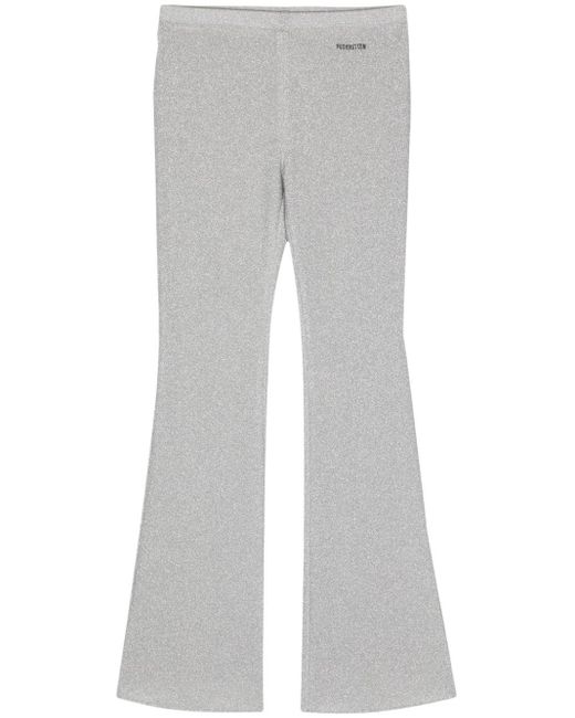 Pushbutton Gray Logo-embroidered Lurex Flared Trousers