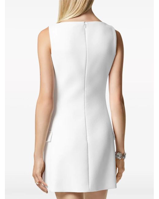 Versace White Medusa Head-Button Crepe Minidress