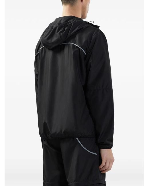 Gcds Black Zip-Up Hooded Jacket for men