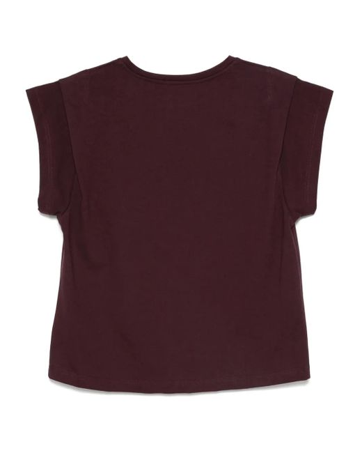 Ba&sh Purple Pio Capped-Sleeve Cotton T-Shirt