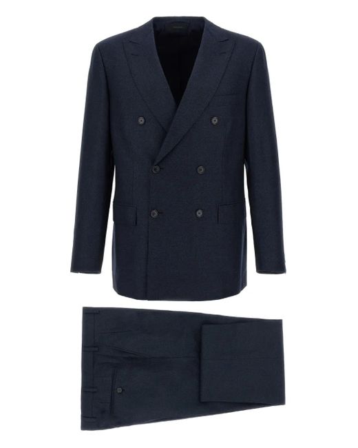 Brioni Blue Herringbone Wool Suit for men