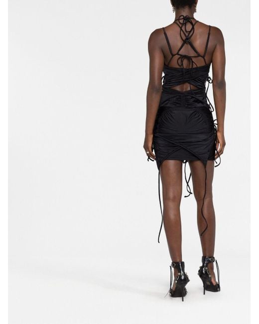 Balenciaga Black Gerüschtes Minikleid mit Schleifen