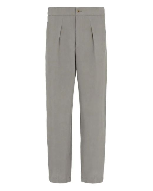 Pantaloni Con Pieghe Frontali di Giorgio Armani in Gray da Uomo