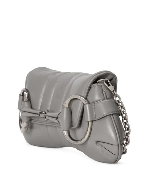 Gucci Gray Medium Horsebit Chain Shoulder Bag