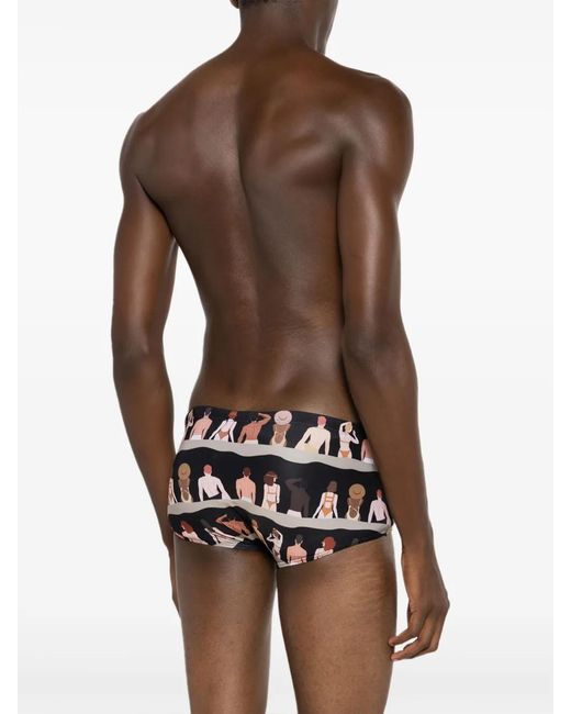 Amir Slama Black Graphic-Print Swim Trunks for men