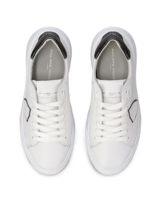 Philippe Model White Temple Low Leather Sneakers