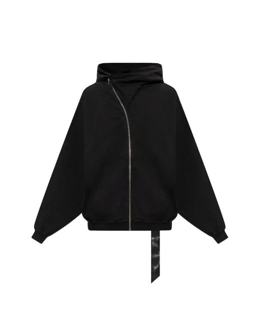 Rick Owens Black High-Neck Oversized Hoodie With Zip Closure for men