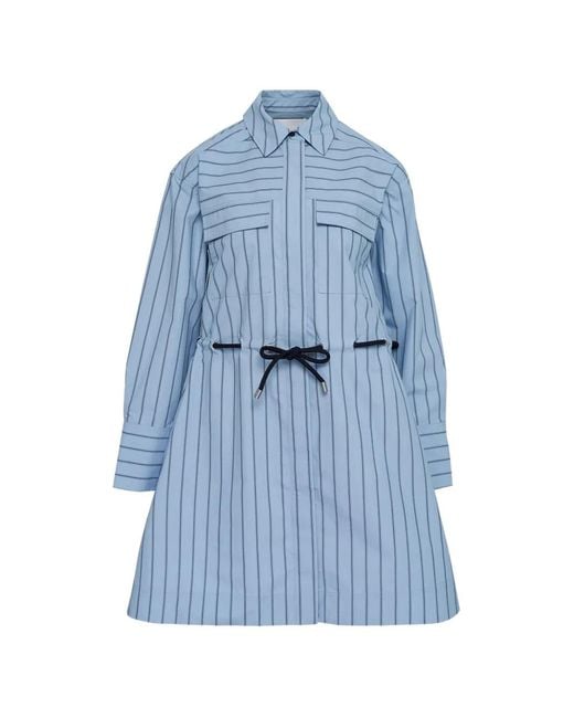 3.1 Phillip Lim Blue Long-Sleeves Belted Mini Shirt Dress