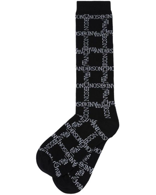 J.W. Anderson Black Intarsia-knit Logo Socks