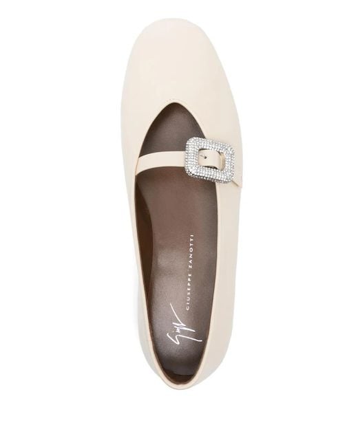 Giuseppe Zanotti Natural Crystal-Embellished Ballet Flats