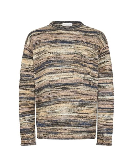 Roberto Collina Gray Crew-Neck Pocket Sweater for men
