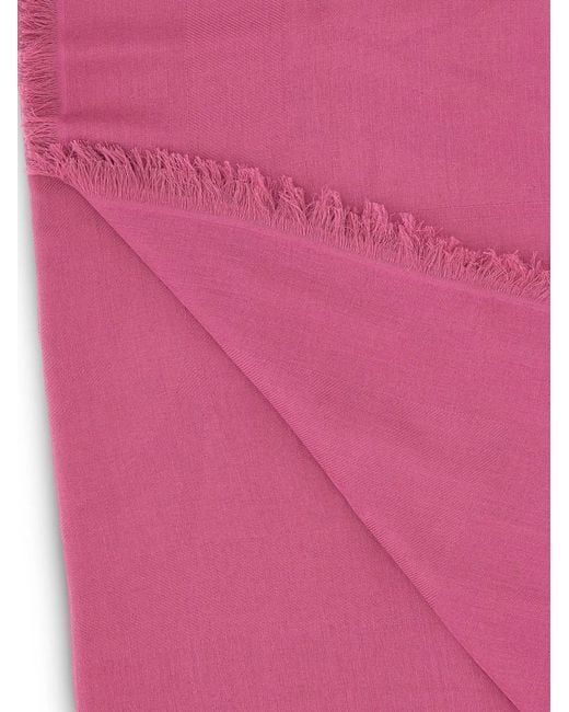 Max Mara Pink Jacquard Fringed-Trim Scarf