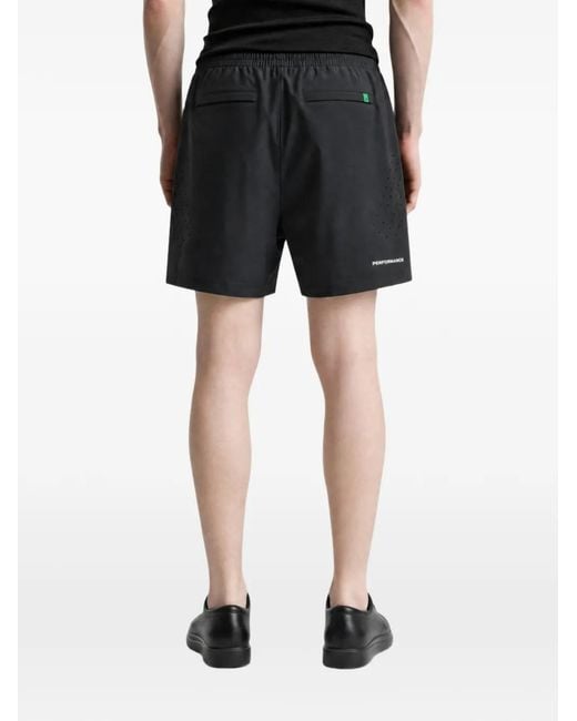 Malbon Golf Black Logo-Print Drawstring Shorts for men