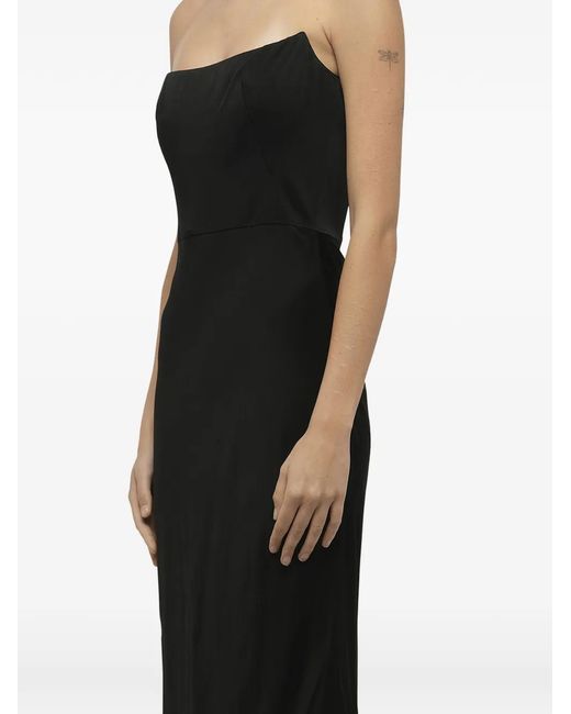 McQueen Black Strapless Satin Dress