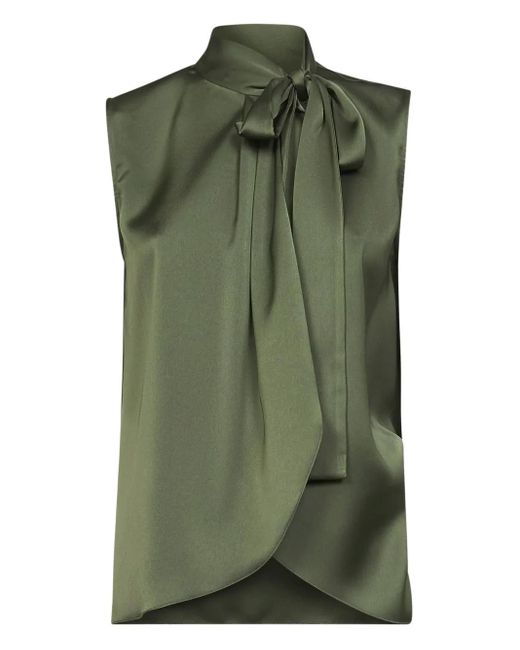 Blanca Vita Green Lavallière-Collar Top