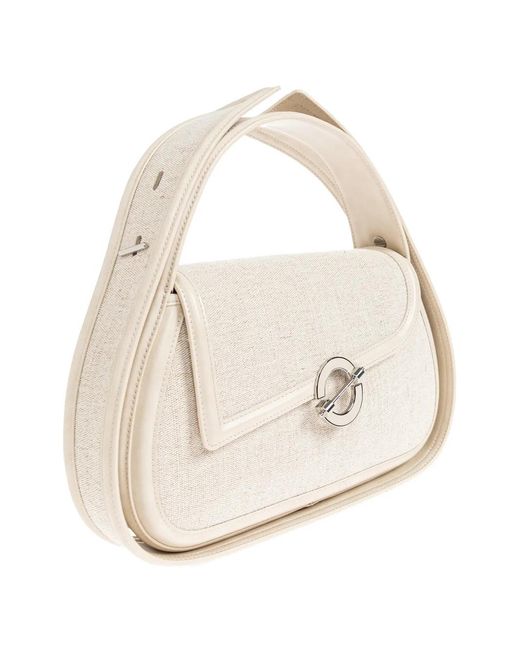 Samsøe & Samsøe Natural Sahero Woven-Texture Ring-Hardware Tote Bag