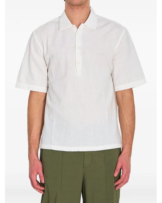 Barena White Mola Lanchin Crinkled Short-Sleeved Shirt for men