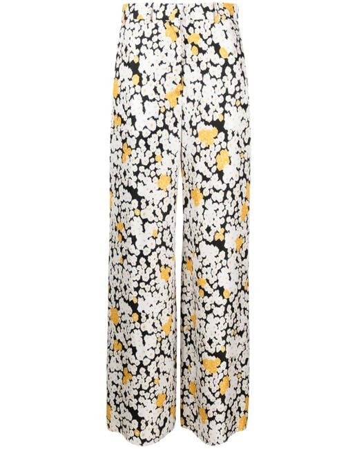 Lanvin White Floral Wide-leg Trousers