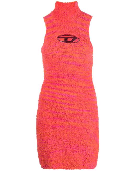 DIESEL Red M-leros Logo-plaque Towelling Dress