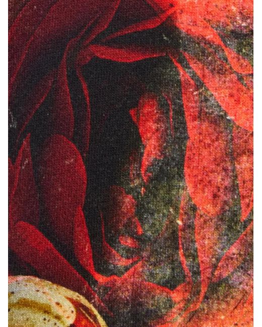 Roberto Cavalli Black Rose-Print Faded-Effect Sweater for men