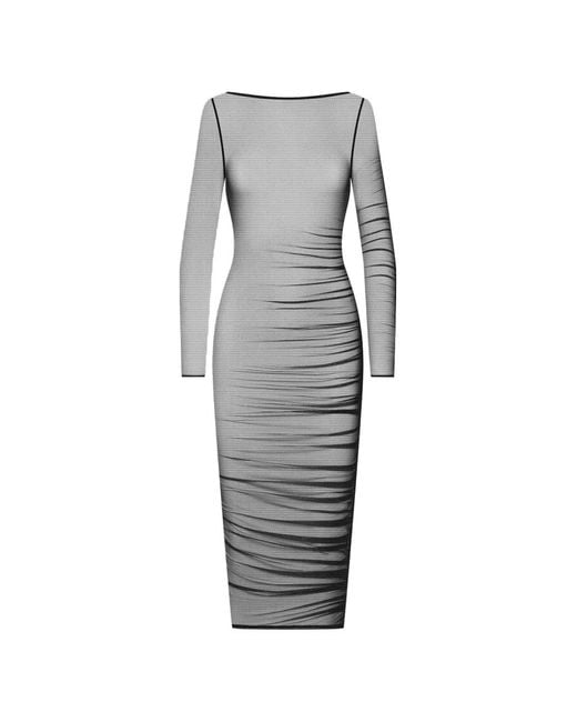 Scandale Gray Nuit Fauve Ruched Midi Dress