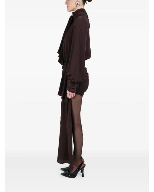 ROWEN ROSE Black Draped-Detail Mini Dress