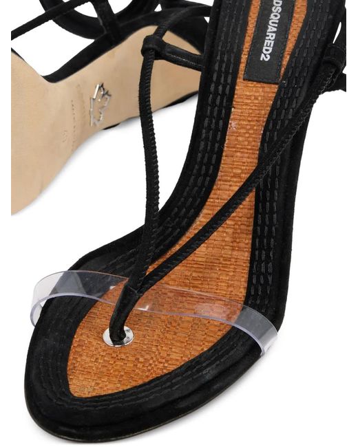 DSquared² Black Twin Heeled Tie Sandals