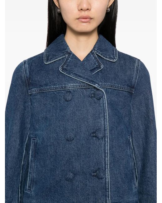 Self-Portrait Blue Double-Breasted Denim Jacket