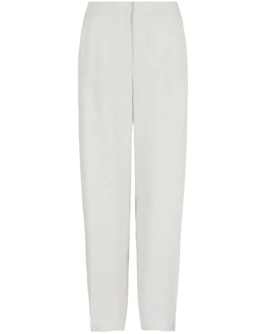 Giorgio Armani White High-Waisted Tapered Trousers
