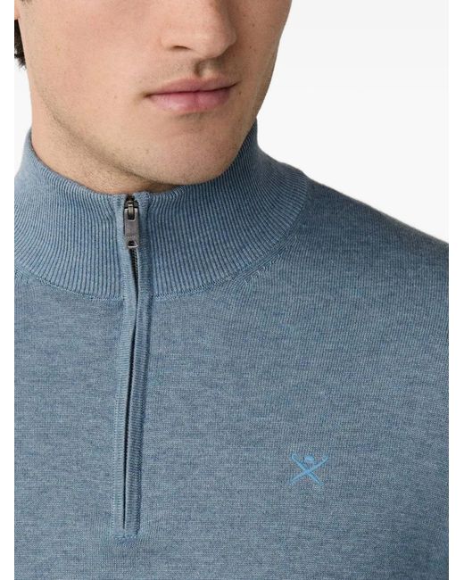 Pull Brodé À Col Zippé Hackett pour homme en coloris Blue