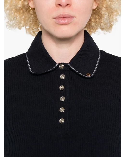 Maje Geplooide Jurk Met Polokraag in het Black