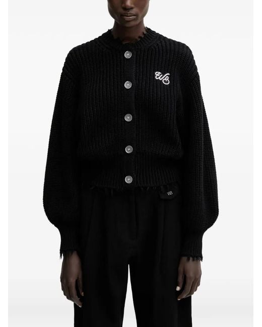 WRSTBHVR Black Cardigan Blair À Effet Usé Et Patch Logo