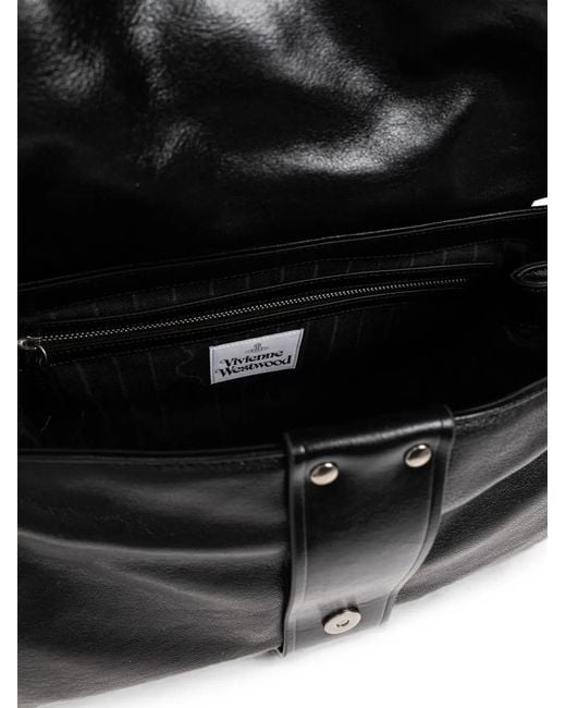 Vivienne Westwood Black Hazel Buckled Orb-Plaque Tote Bag