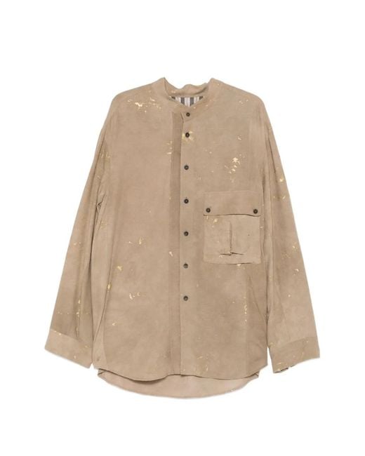 Ziggy Chen Natural Paint-Splatter Chest-Pocket Shirt for men