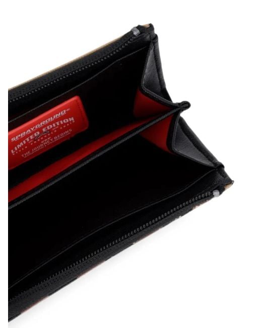 Sprayground Black Checkerboard-Print Shark-Embossed Wallet