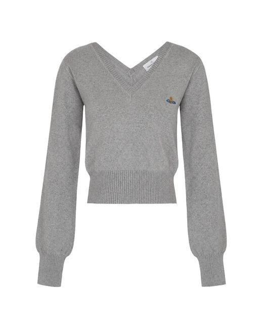Vivienne Westwood Gray Beatrice V-Neck Sweater