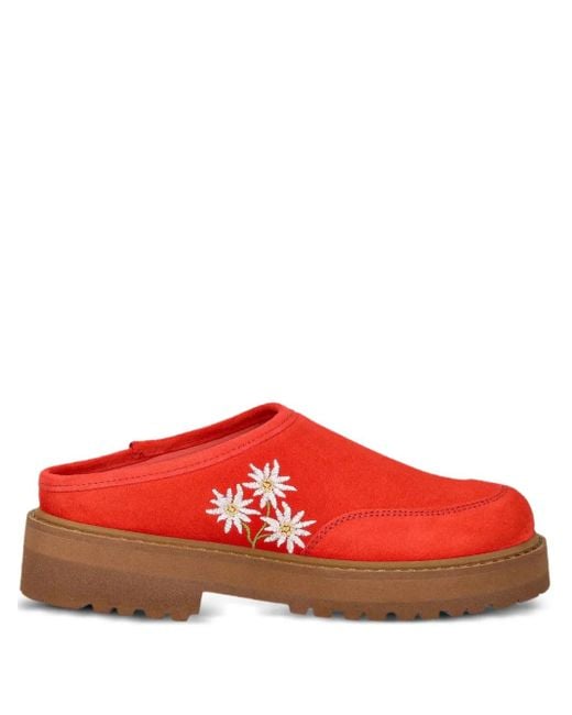 Diemme Red Mules Maggiore Stella Alpina À Broderies