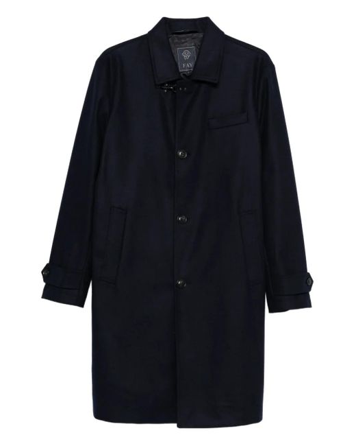 Fay Blue Button-Fastening Welt-Pocket Coat for men