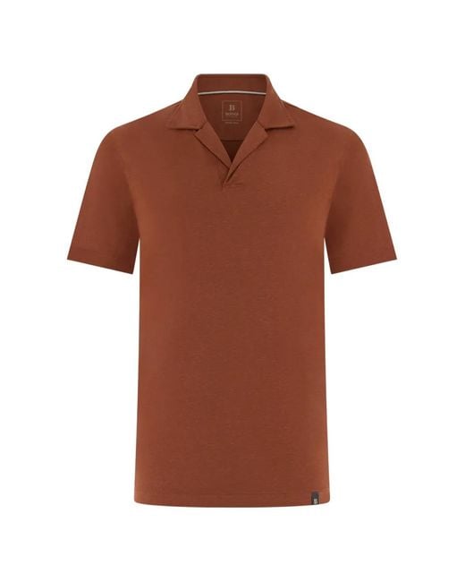 Boggi Brown Slub-Texture Short-Sleeved Polo Shirt for men