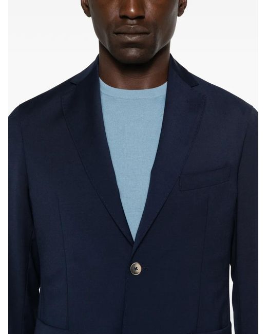 VELA SHOP Blue Single-Breasted Patch-Pocket Suit for men