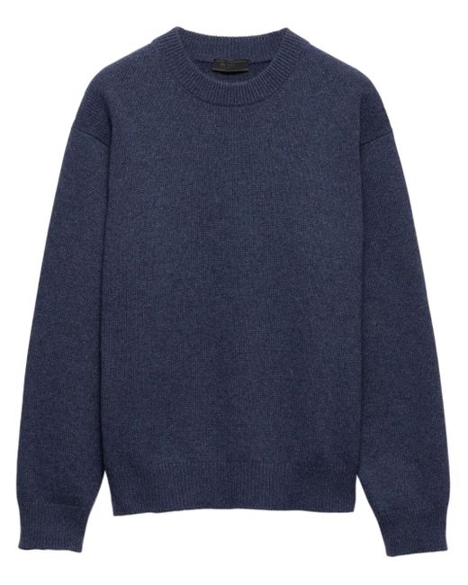 Prada Rundhalspullover Aus Re-Kaschmir in Blue für Herren