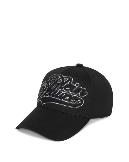 Philipp Plein Black Rhinestone-Embellished Baseball Cap