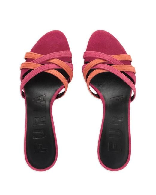 Furla Pink Essential Crossover-Strap Sandals